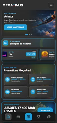 Vue mobile localisée de MegaPari en français
